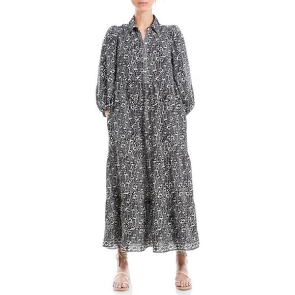 Max Studio London Floral Long Sleeve Maxi Dress Size Small - Picture 1 of 7